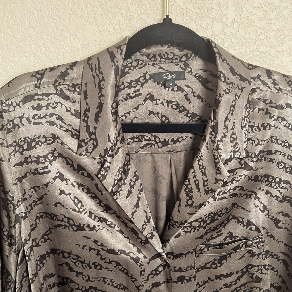 Rails Rebel Army Green Tiger Blouse size XL